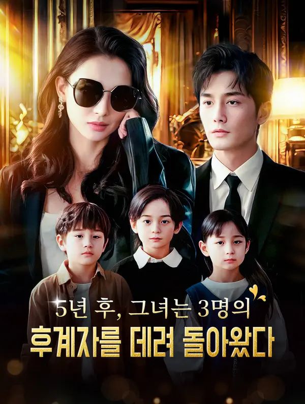 Poster 5년 후, 그녀는 3명의 후계자를 데려 돌아왔다