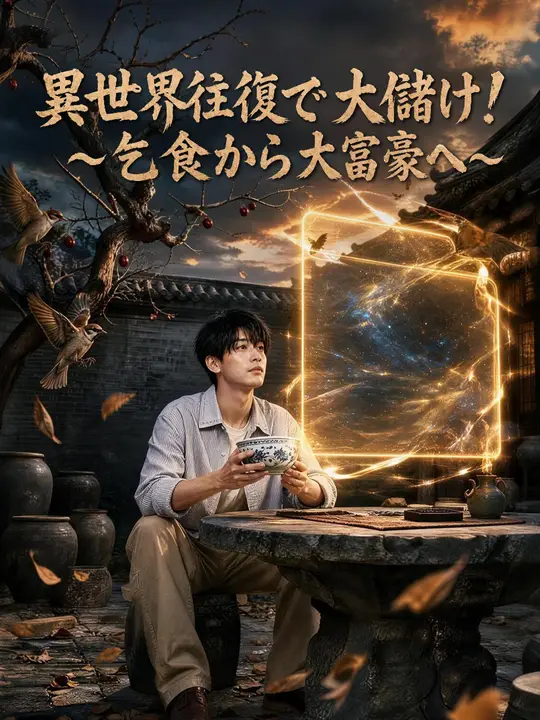 Poster 異世界往復で大儲け！～乞食から大富豪へ～