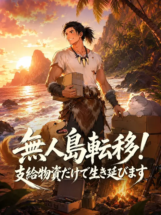Poster 無人島移転！～支給物資だけで生き延びます～