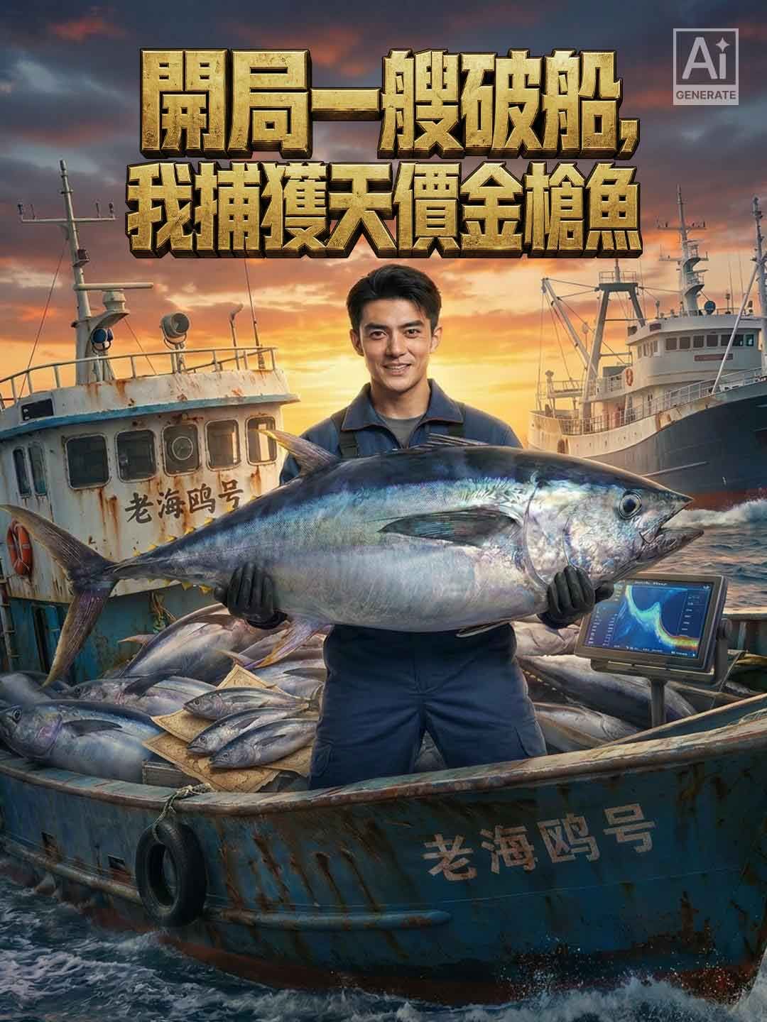 Poster 開局一艘破船，我捕獲天價金槍魚